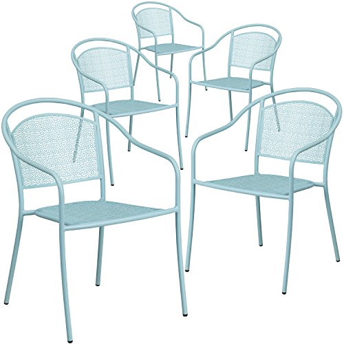 Flash Furniture 5 Pk. Sky Blue Indoor-Outdoor Steel Pat...