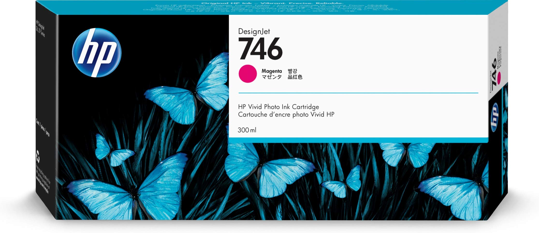 HP 746 Magenta 300-ml Genuine Ink Cartridge (P2V78A) pa...