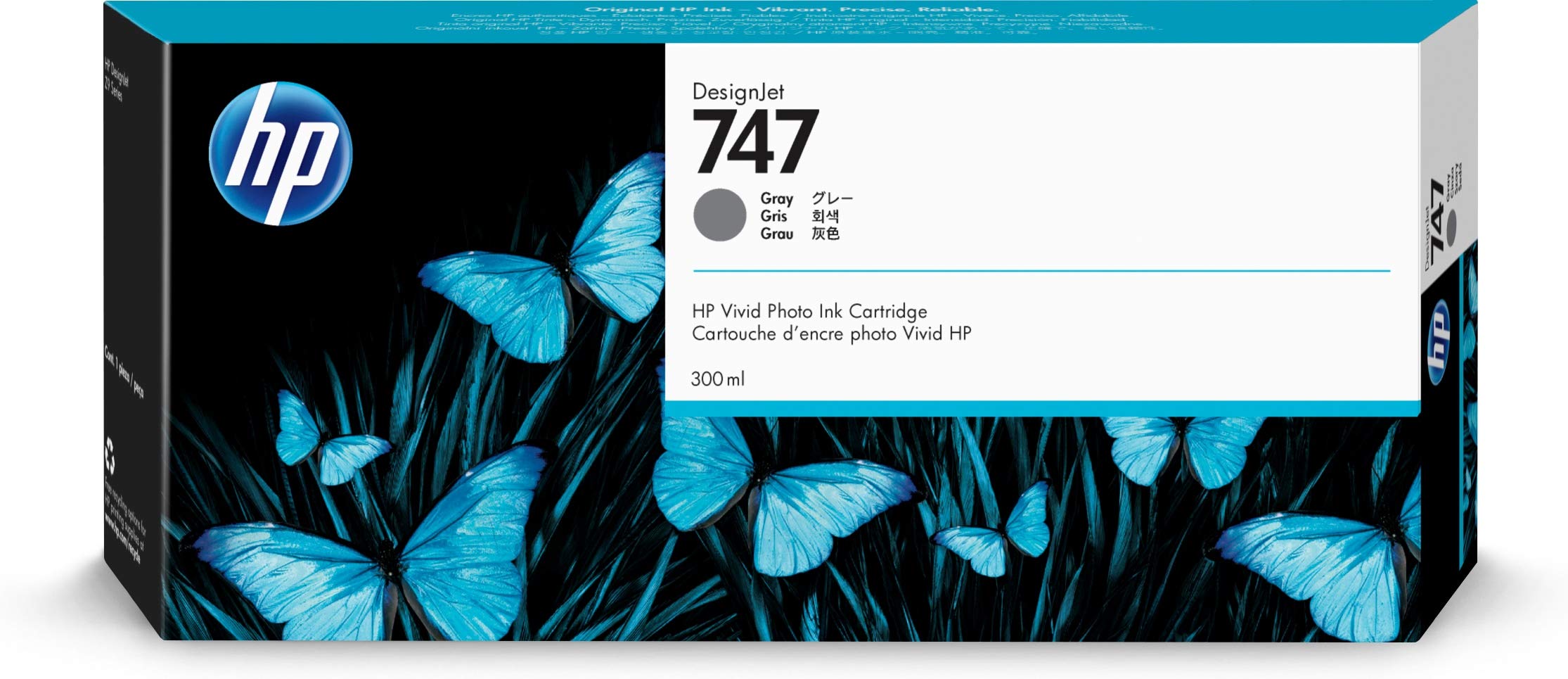 HP 747 Gray 300-ml Genuine Ink Cartridge (P2V86A) para ...