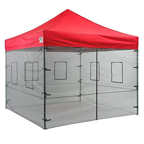 Impact Canopy Walls for 10' x 10' Canopy Tent, Food Service Mesh Sidewall Kit with Service Windows, 4 Walls Only, Black Mesh