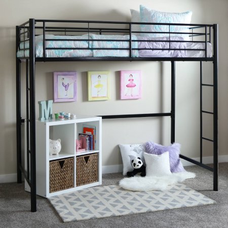 WALKER EDISON Sunset Twin Loft Bed in Black by