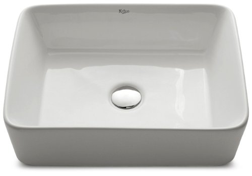 Kraus KCV-121-ORB White Rectangular Ceramic Bathroom Si...