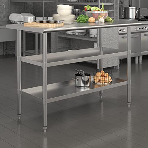 Flash Furniture Stainless Steel 18 Gauge Work Table na may Undershelf - NSF Certified - 72'' W x 30'' D x 34.5'' H