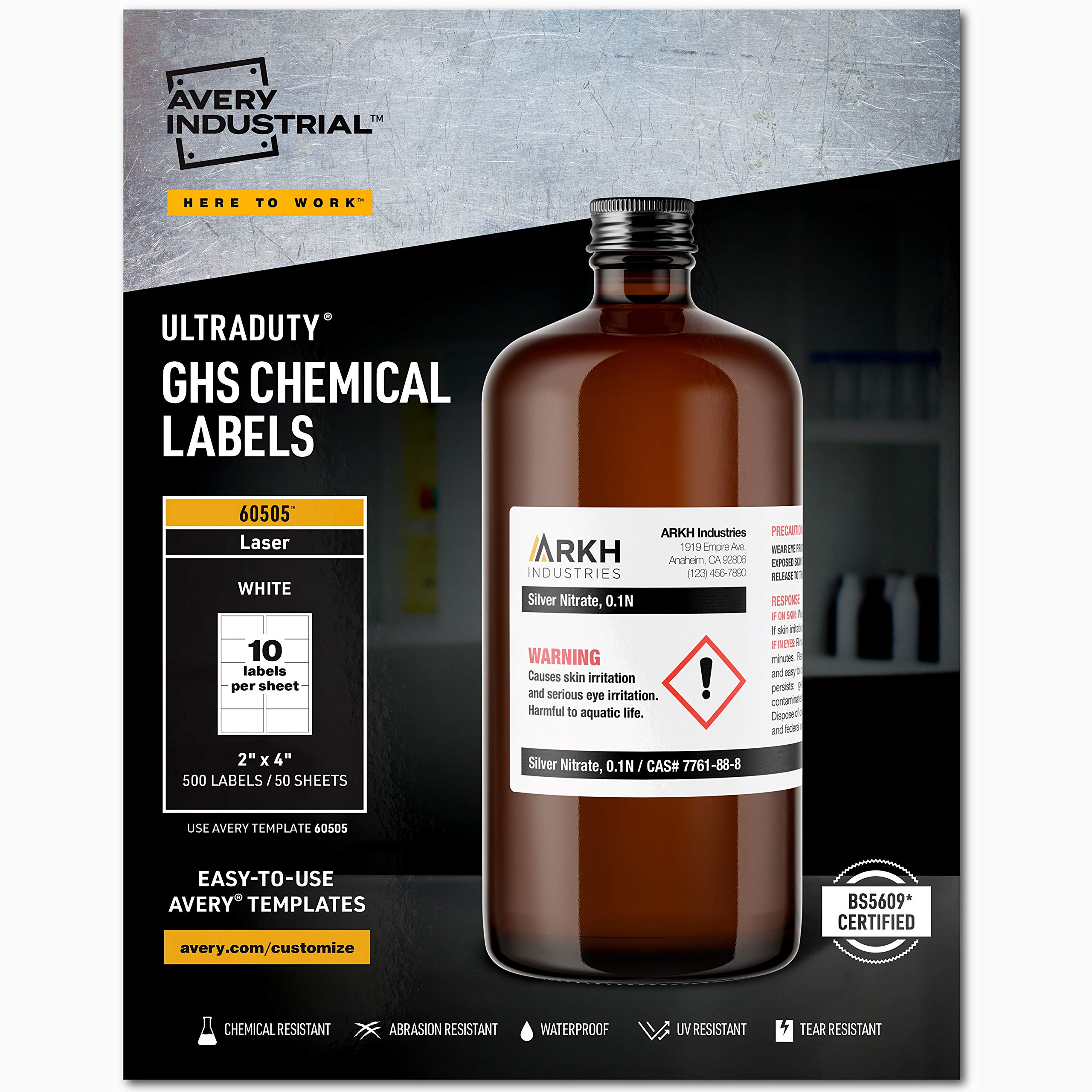 Avery UltraDuty GHS Chemical Labels para sa Laser Print...