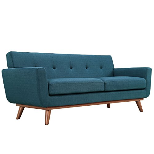 Modway Fine Fabric Upholstered Loveseat na may Rubberwo...