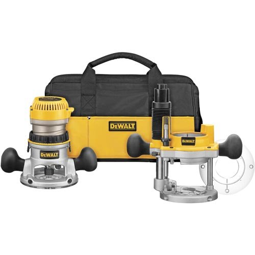 DEWALT DW618PKB 2-1/4 HP EVS Fixed Base/Plunge Router C...