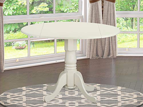 East West Furniture -- DROPSHIP East West Furniture DLT-WHI-TP Dublin Table-Linen White Table Top Surface and Linen White Finish Pedestal Legs Solid wood Frame Wood Dining Table