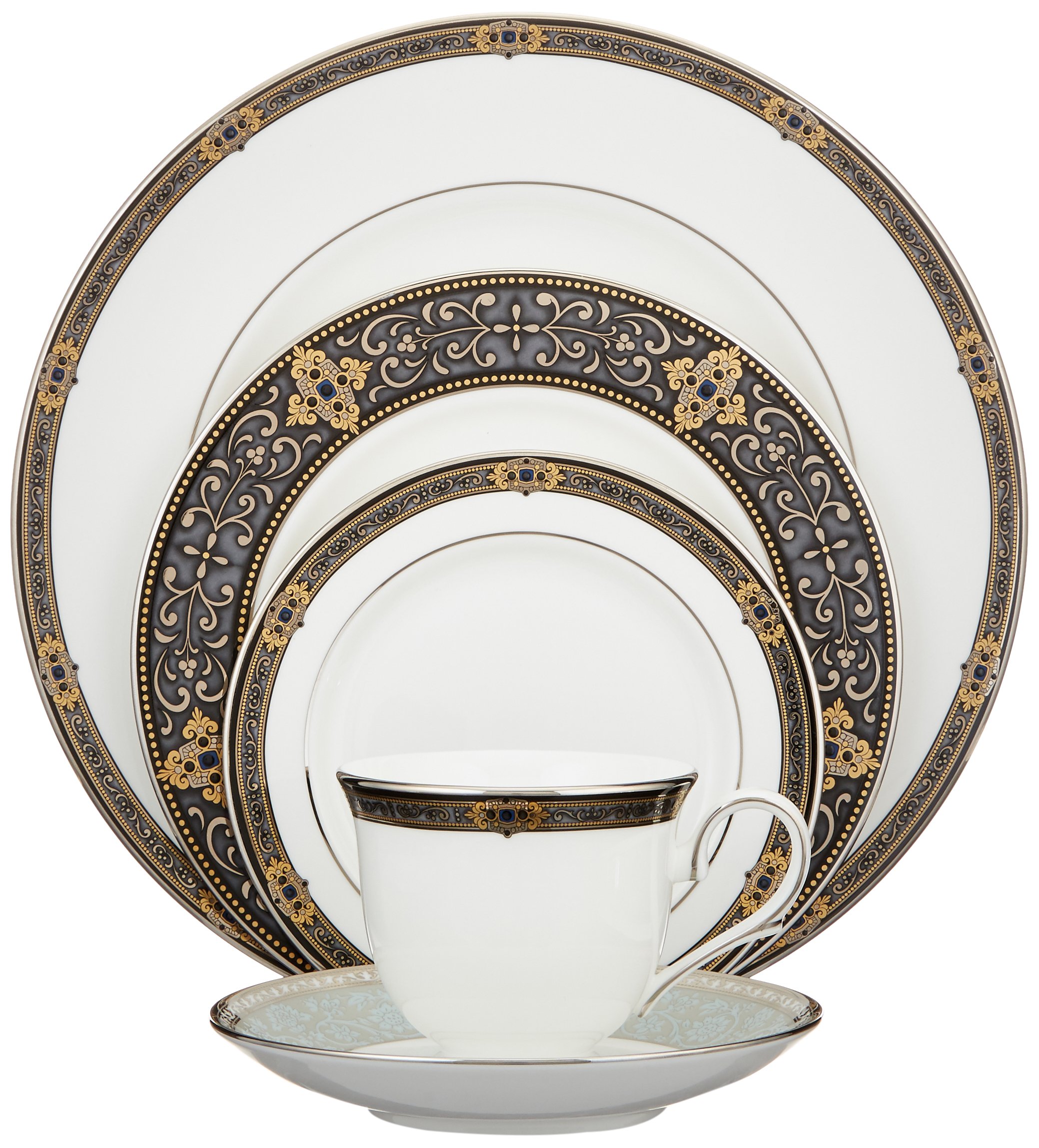 Lenox Unisex Vintage Jewel 5 Piece Boxed Set White Dinn...