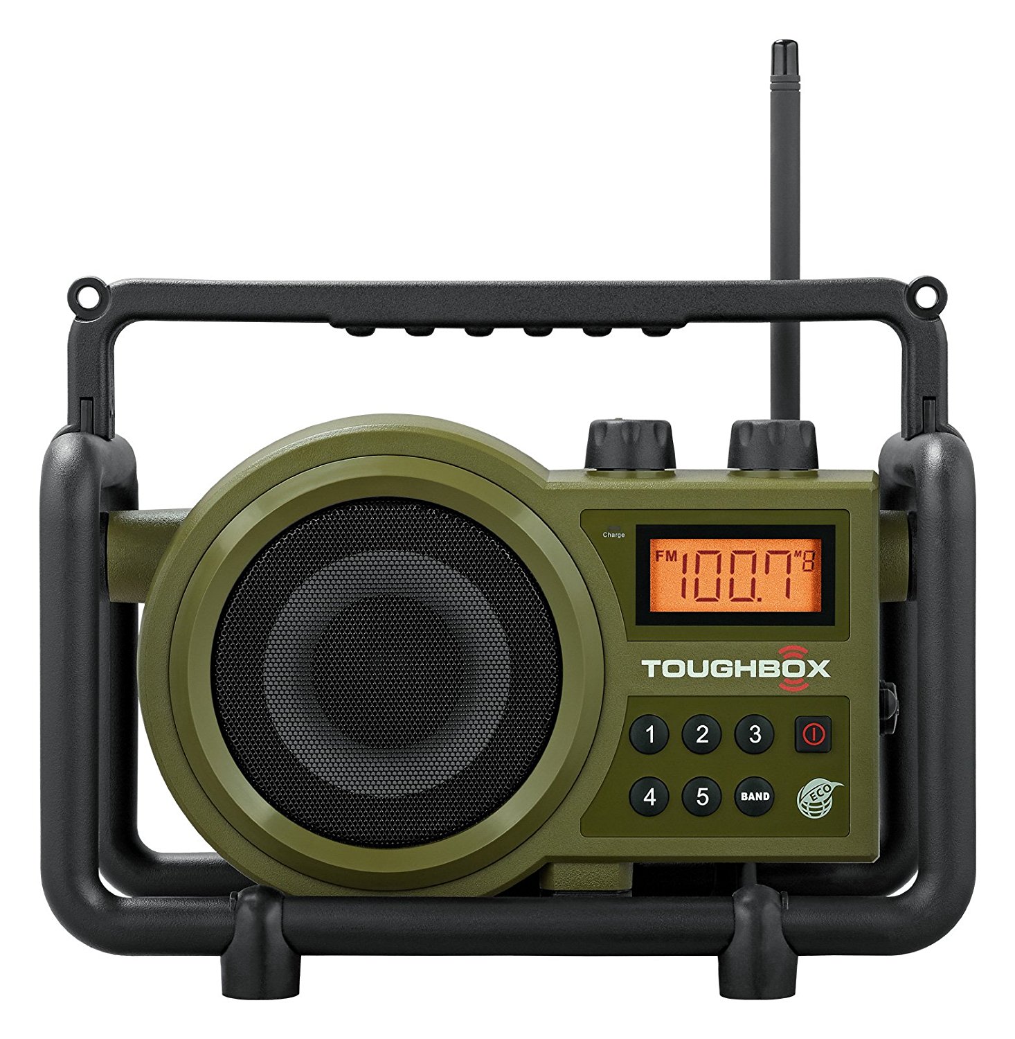 Sangean America, Inc. Sangean TB-100 (Toughbox) AM/FM/AUX-In Ultra Rugged Digital Tuning Rechargeable Radio (Berde)