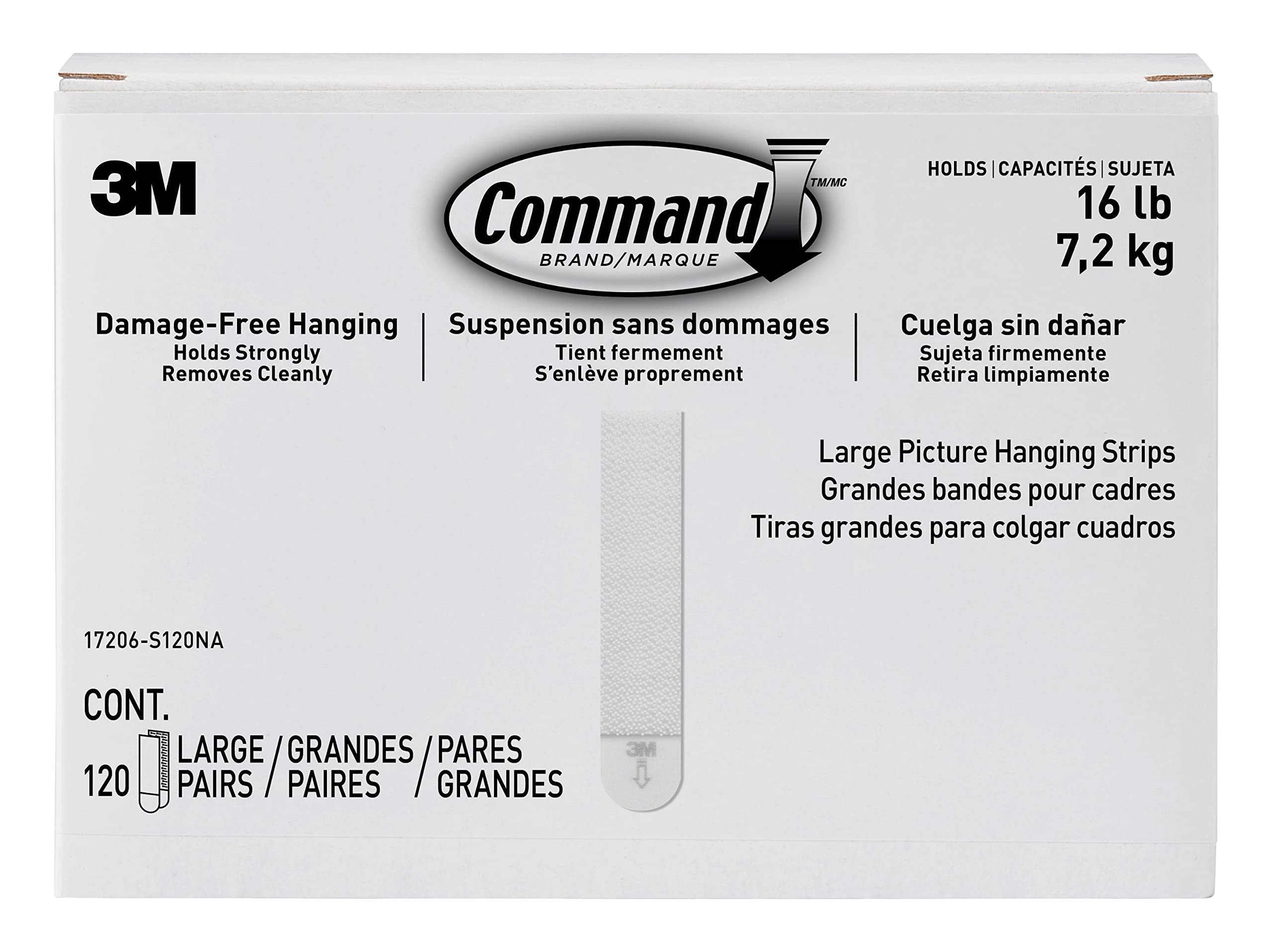 Command Malaking Picture Hanging Strips 120 pares White