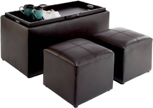 Convenience Concepts Sheridan Espresso Leather 3PC Doub...