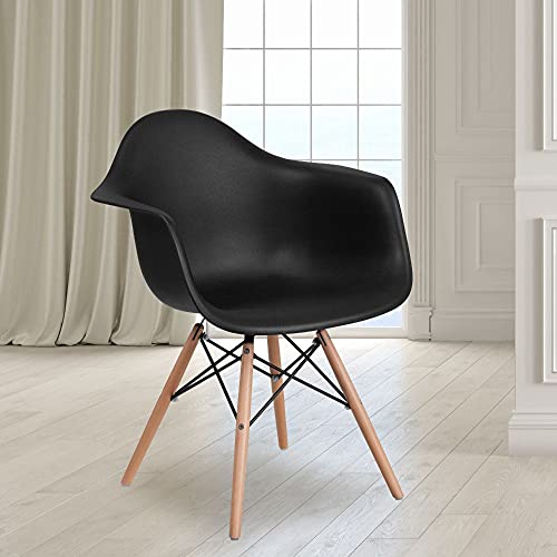 Flash Furniture Alonza Series Plastic Chair na may Wood Base