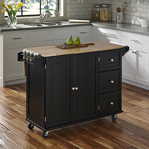 Home Styles Liberty Kitchen Cart na may Wood Top - Itim