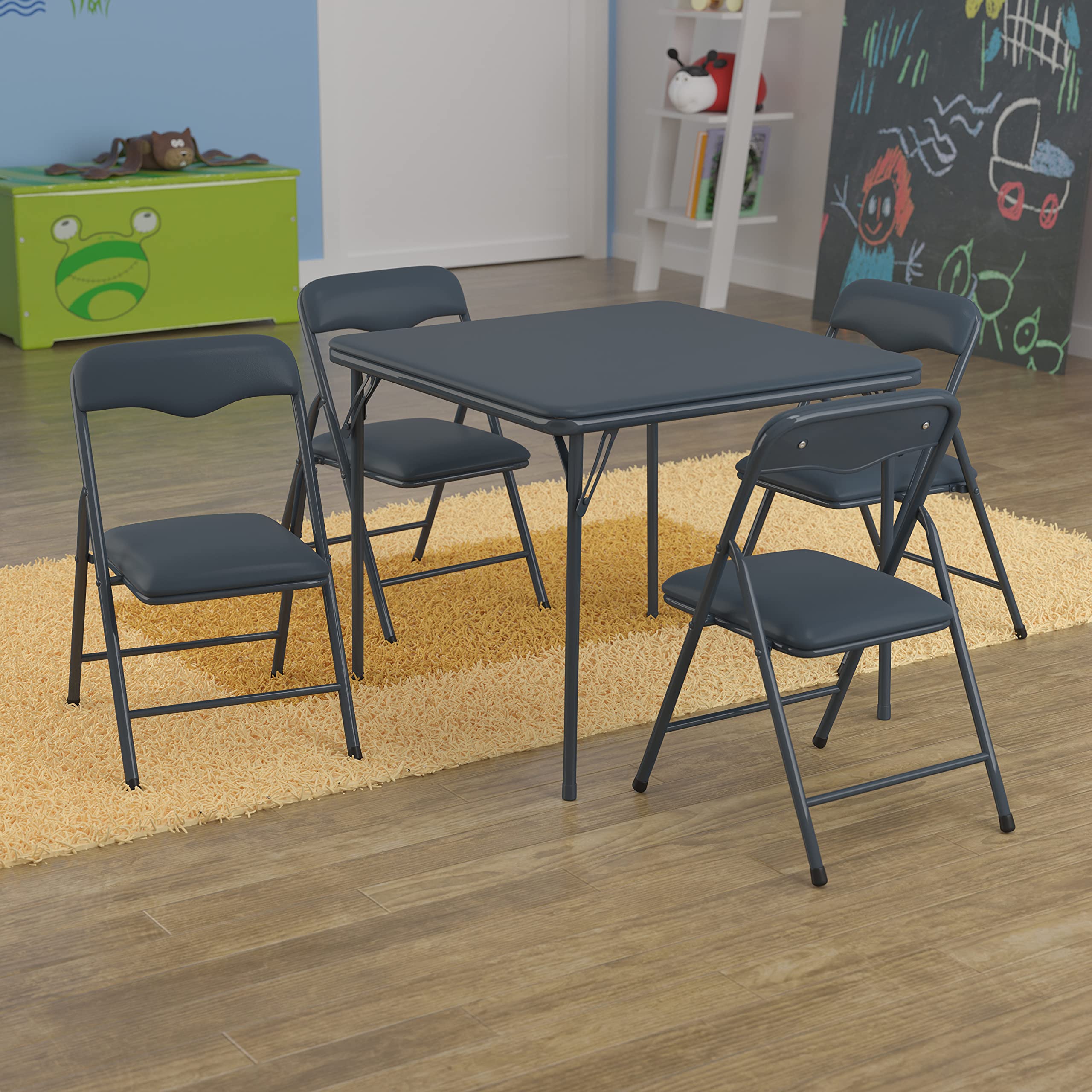 Flash Furniture Kids Navy 5 Piece Folding Table at Set ...