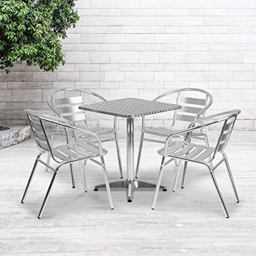 Flash Furniture Square Aluminum Indoor Outdoor T...