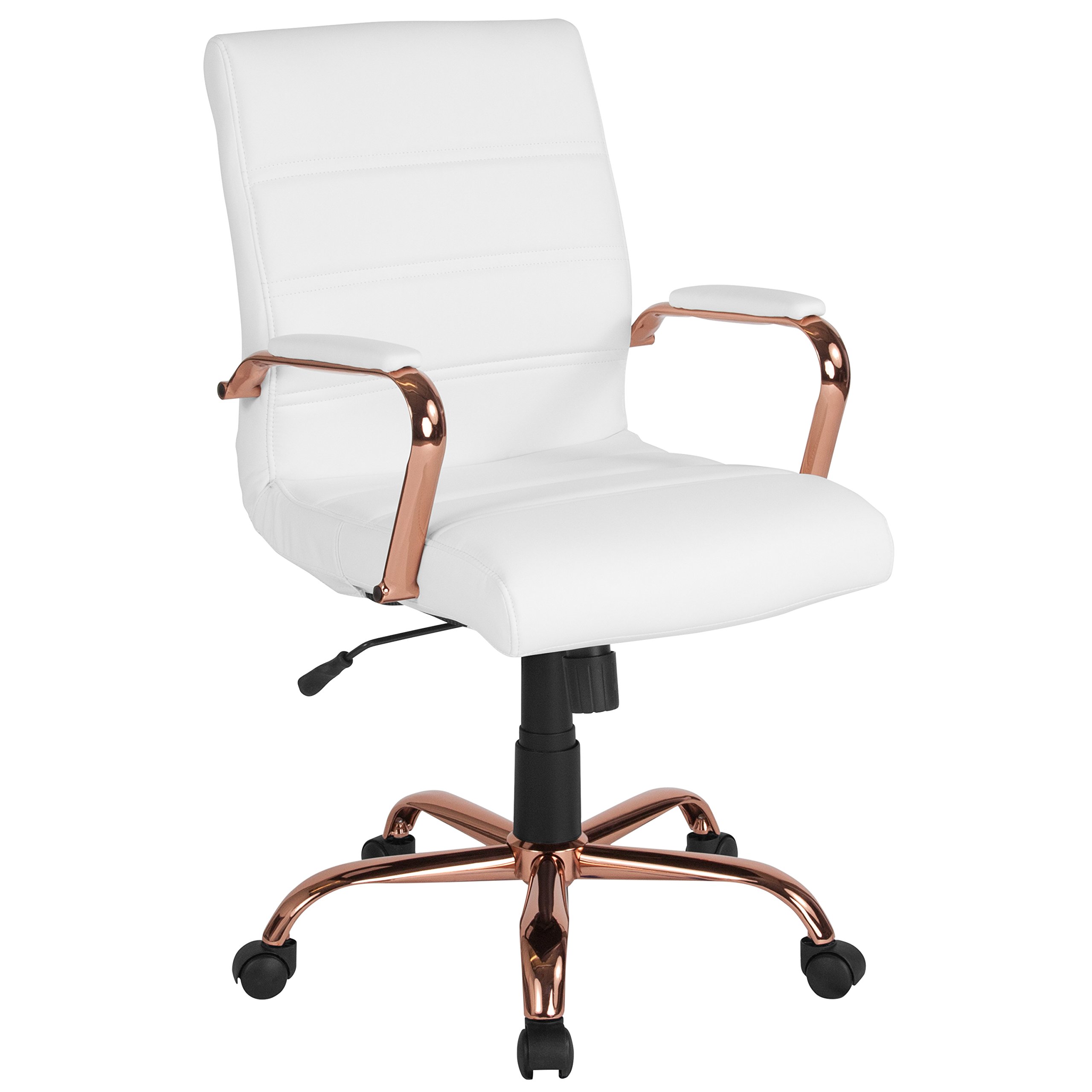 Flash Furniture Whitney Mid-Back Desk Chair - White Lea...