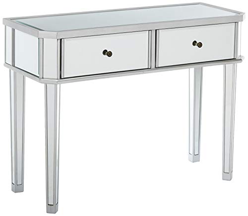 Powell Naka-mirror na Silver Wood Console