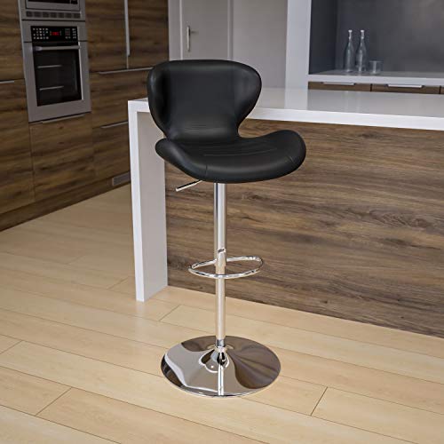 Flash Furniture Contemporary Black Vinyl Adjustable Hei...