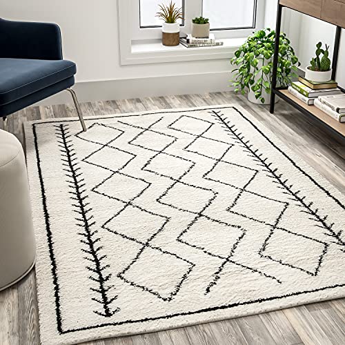 Flash Furniture Shag Style Diamond Trellis Area Rug - 5...