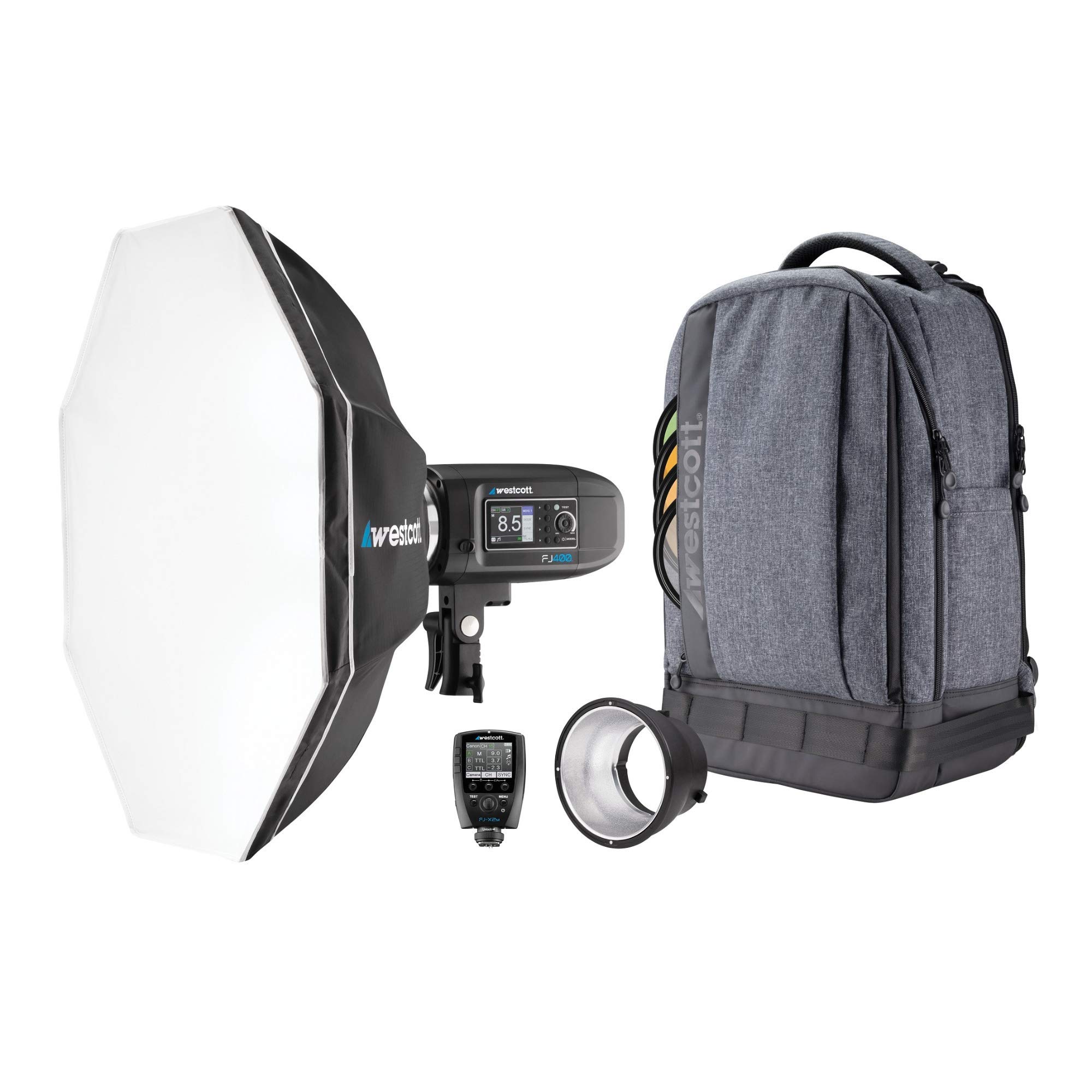 Westcott FJ400 Strobe 1-Light Backpack Kit na may FJ-X2...