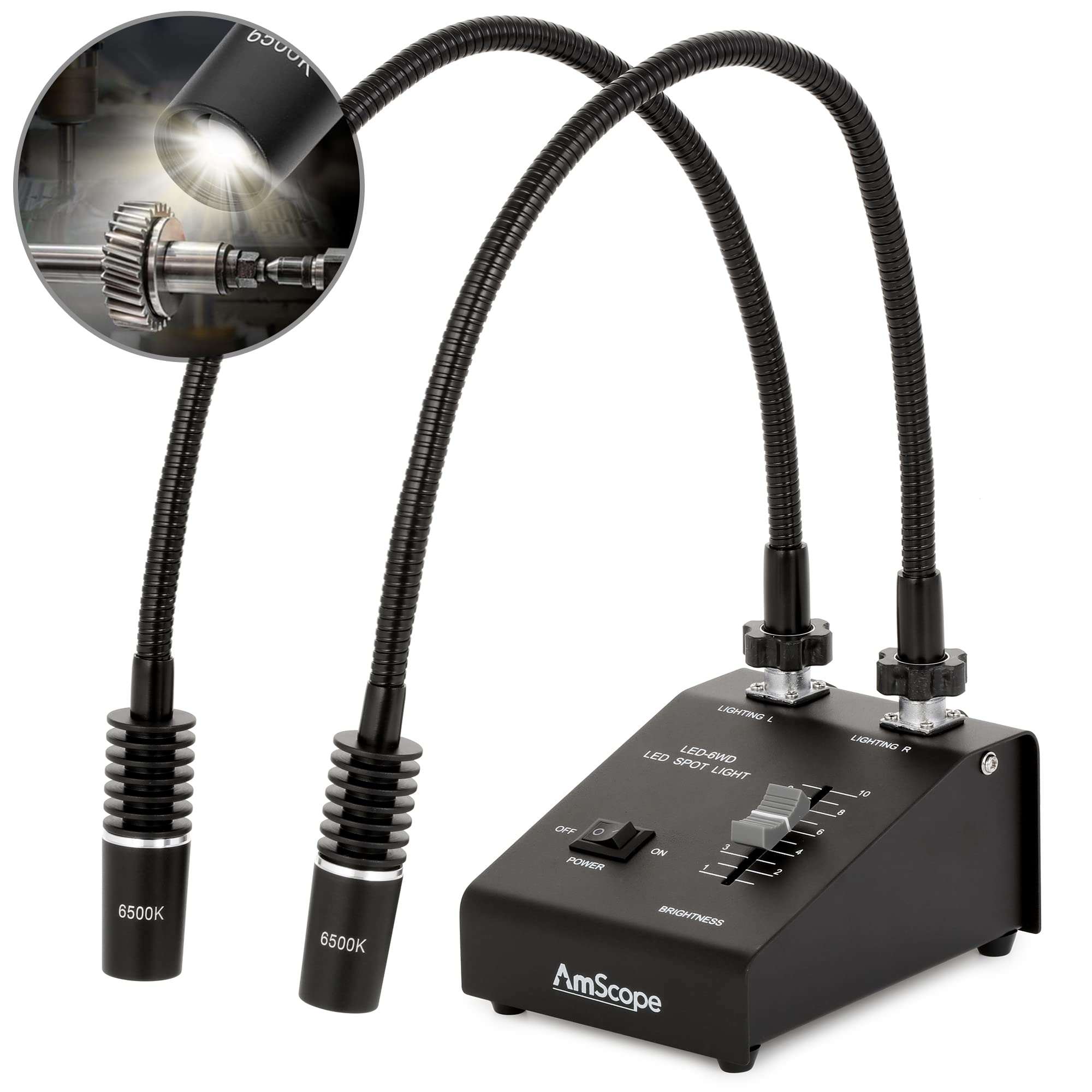 AmScope LED-6W Napakahusay na 6 Watt LED Dual Gooseneck...