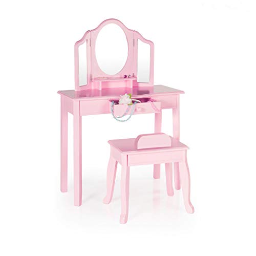 Guidecraft Vanity at Stool - Pink: Wooden Table at Stor...